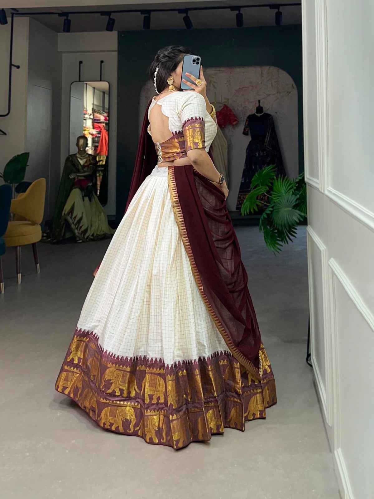 Kalyani Cotton Lehenga Choli Paired with Flowing Georgette Dupatta.