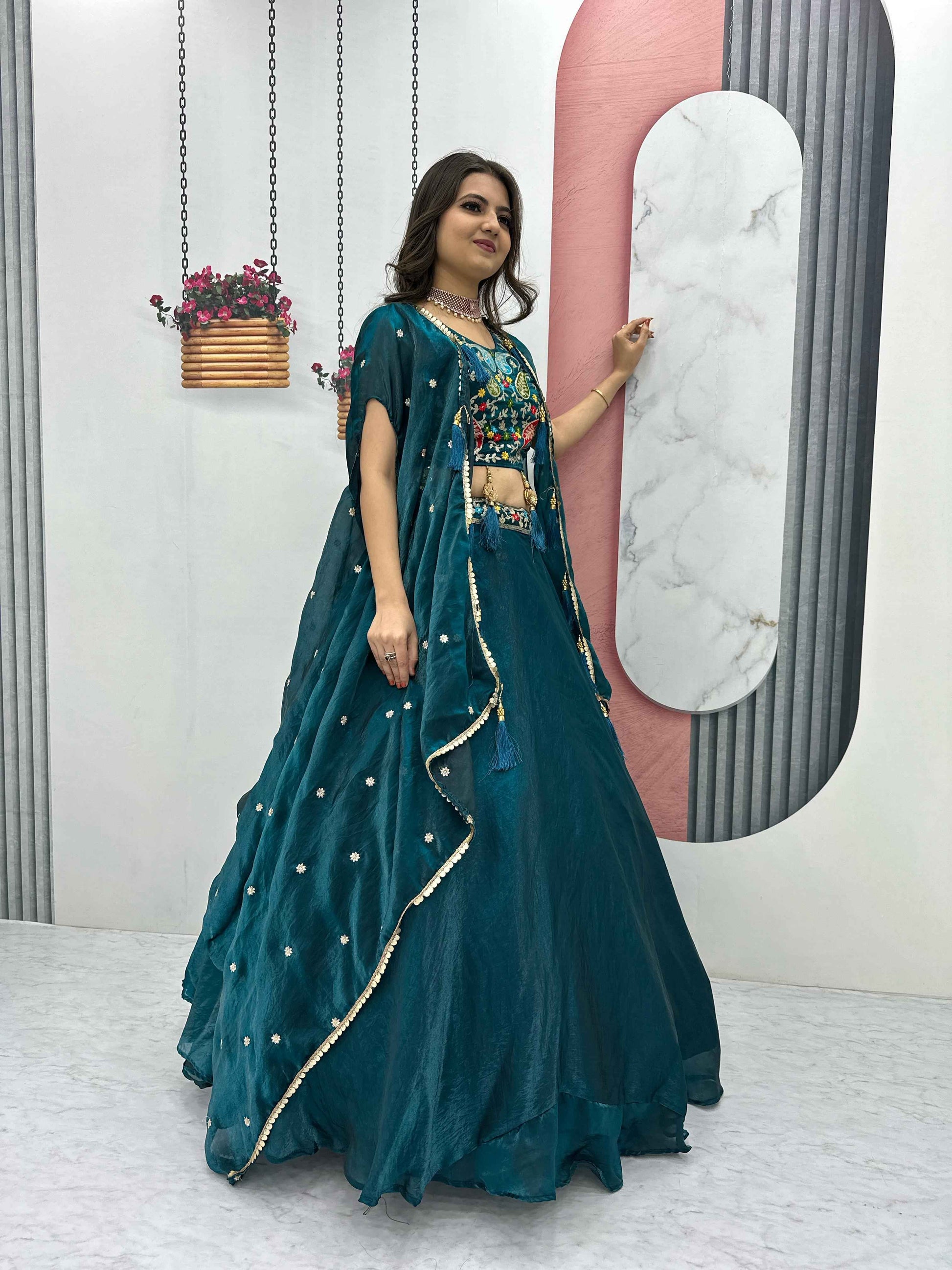 Lehanga and Choli Heavy Embroidery Thread & Sequence Work with fancy Latakan