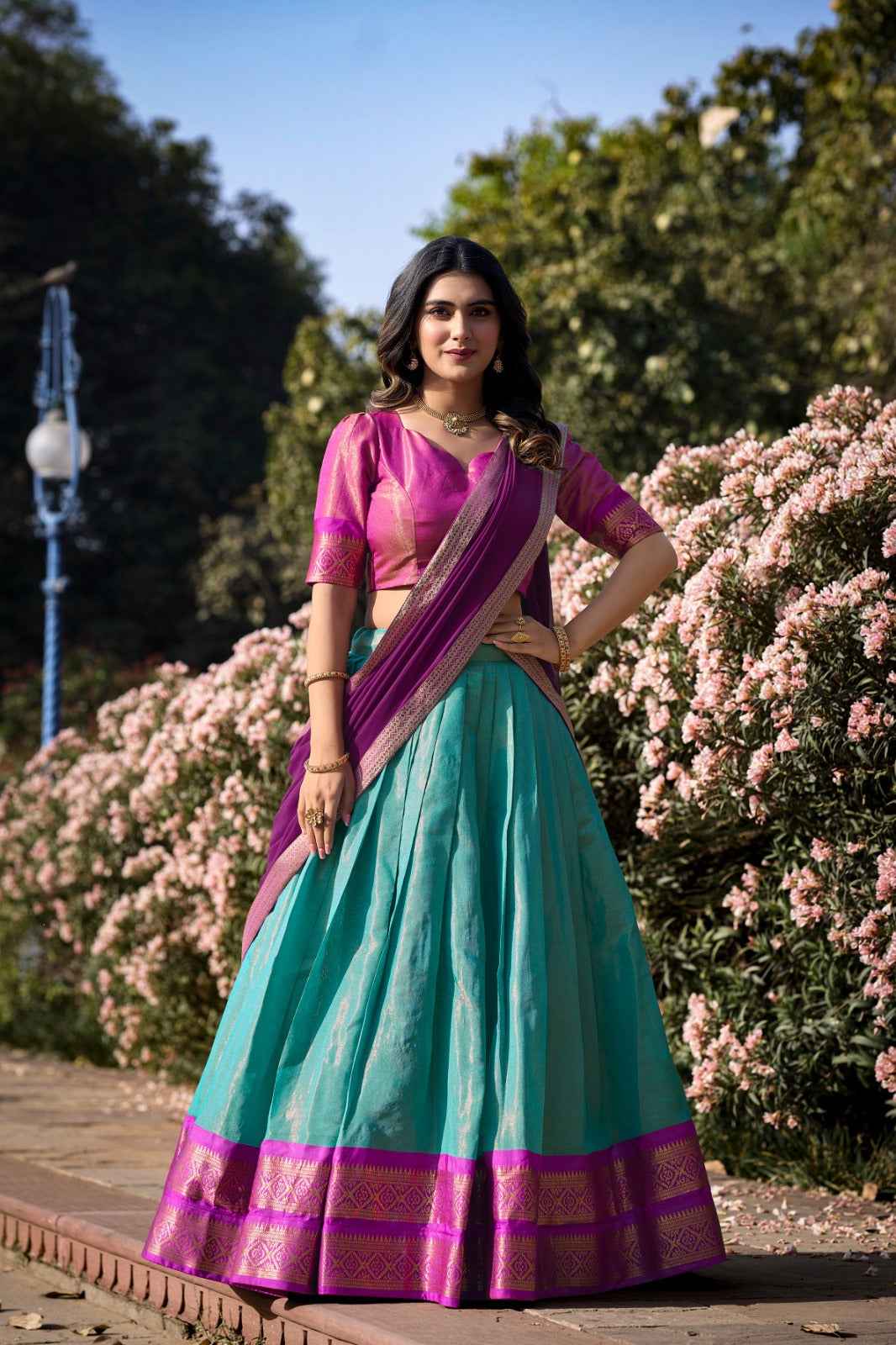 South-style Kanchipuram silk lehenga