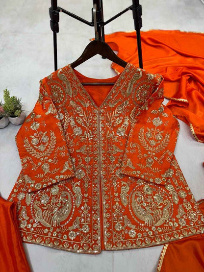 TOP WITH SEQUANCE EMBROIDERY WORK WITH PLAZO AND DUPATTA