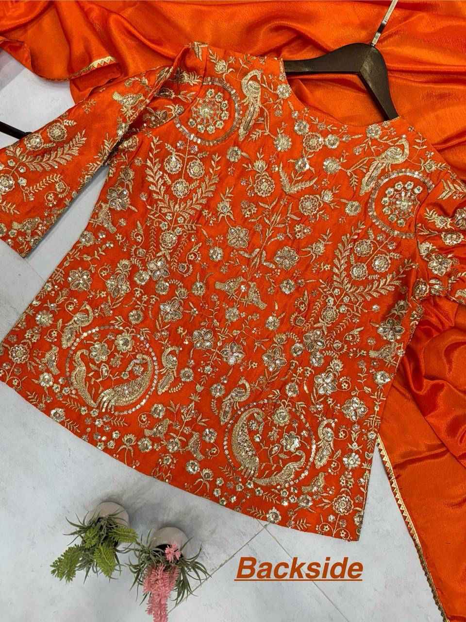 TOP WITH SEQUANCE EMBROIDERY WORK WITH PLAZO AND DUPATTA