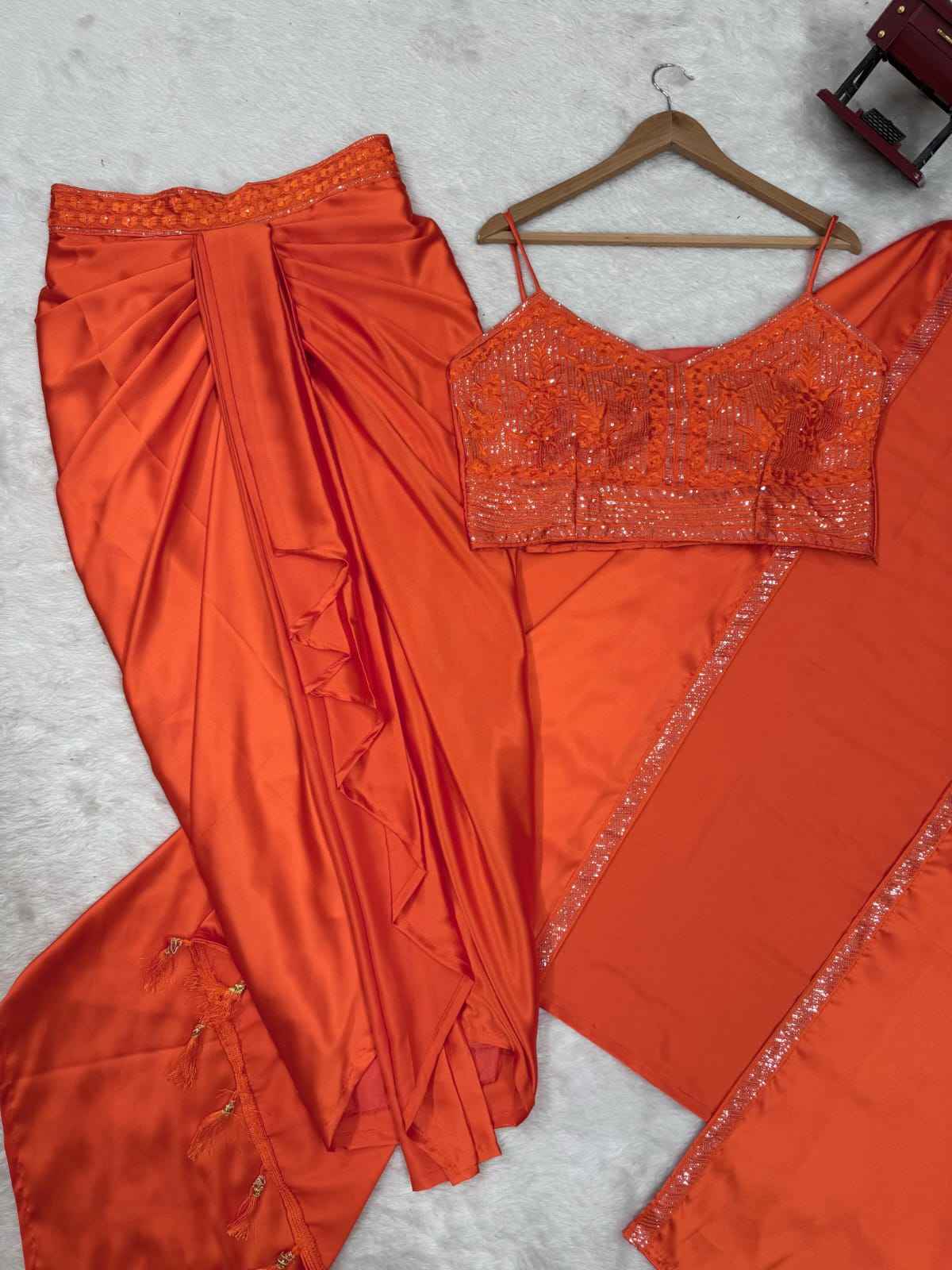 Dhoti style  Srug and Unstich Choli