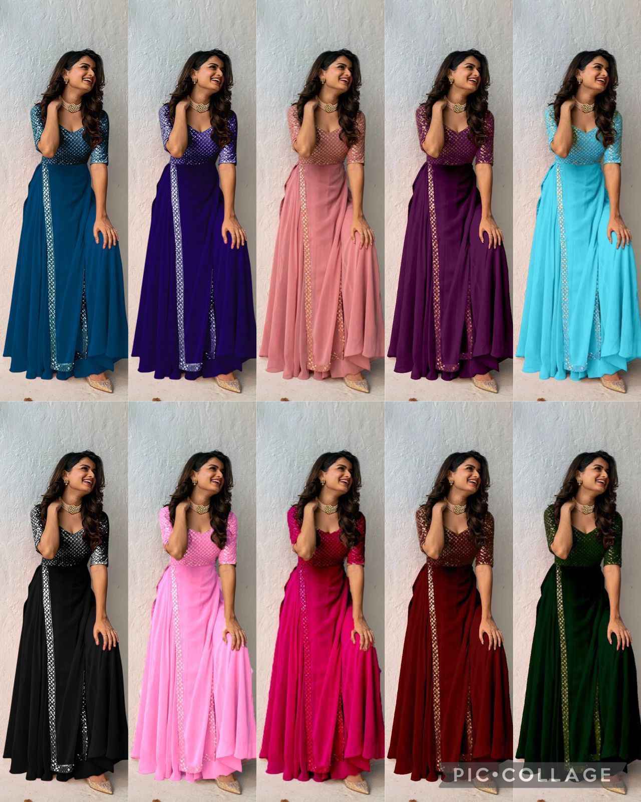 Party Wear Gown Heavy Faux Georgette With Embroidery With Sequence Work