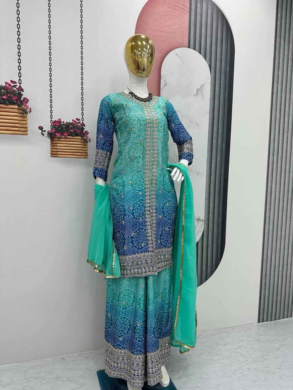 Top-Plazzo and Dupatta With Heavy Embroidery Work