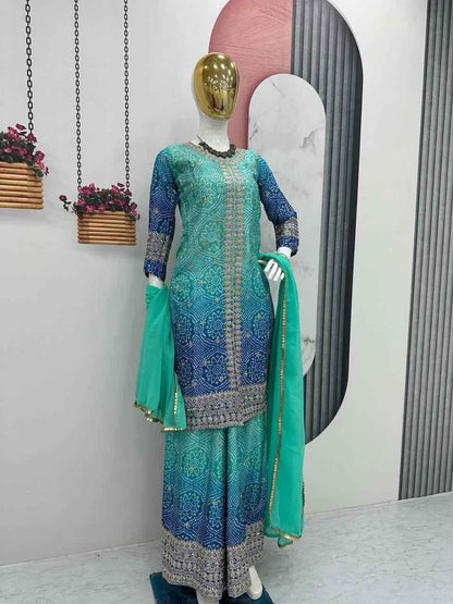 Top-Plazzo and Dupatta With Heavy Embroidery Work