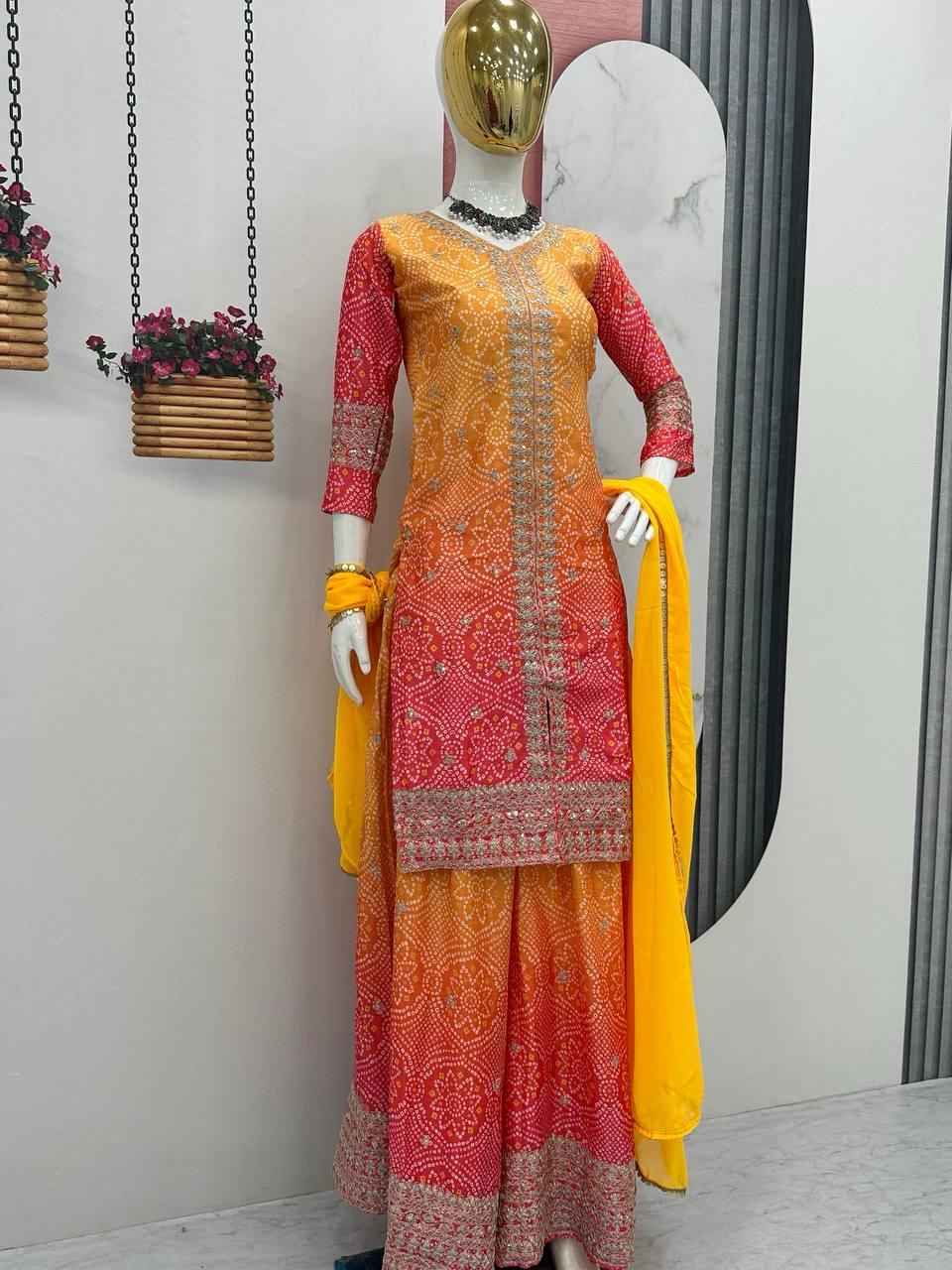 Top-Plazzo and Dupatta With Heavy Embroidery Work