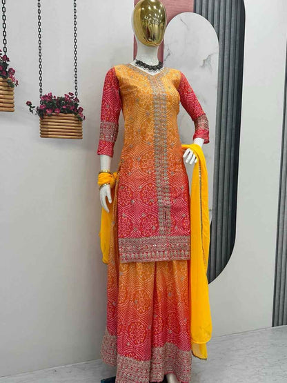 Top-Plazzo and Dupatta With Heavy Embroidery Work