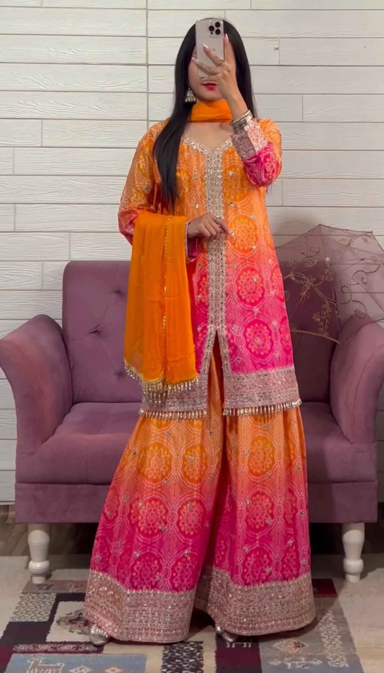 Top-Plazzo and Dupatta With Heavy Embroidery Work