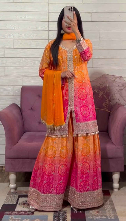 Top-Plazzo and Dupatta With Heavy Embroidery Work
