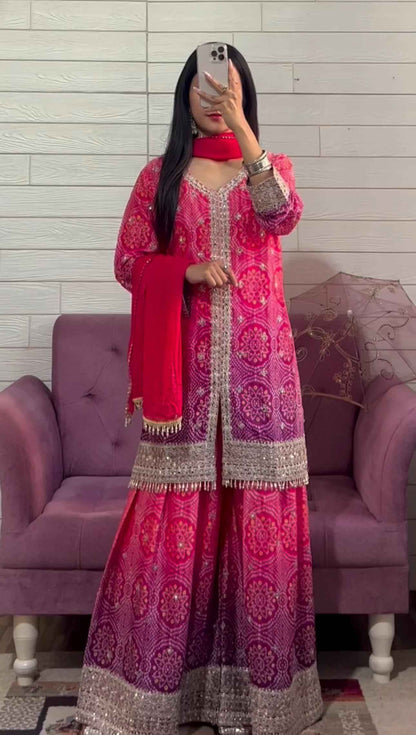 Top-Plazzo and Dupatta With Heavy Embroidery Work