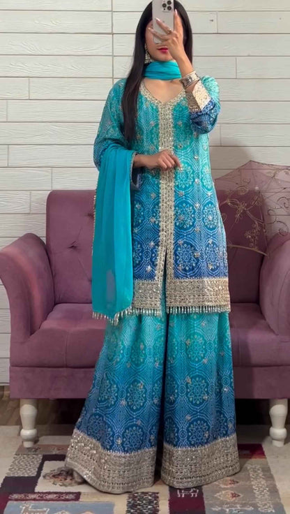 Top-Plazzo and Dupatta With Heavy Embroidery Work