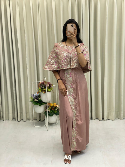 DESIGNER FANCY WESTERN STYLE CORDING SEQUANCE WORK WITH FOIL PAPER WORK GOWN