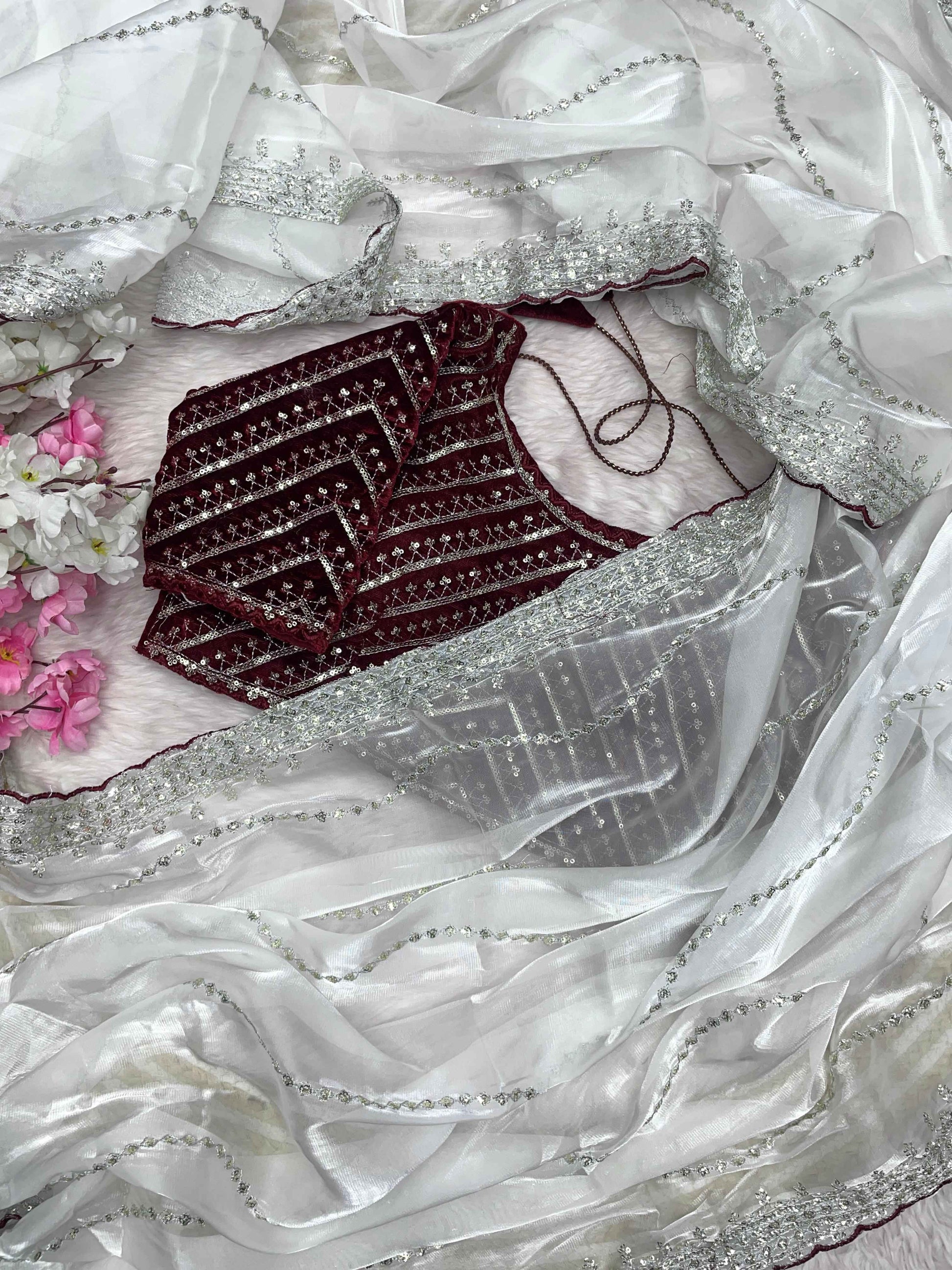 Pure Zimmy Choo Satin Saree