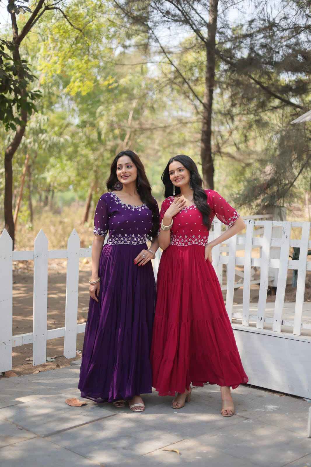 Gown With Faux Blooming with Beads embroidery-work