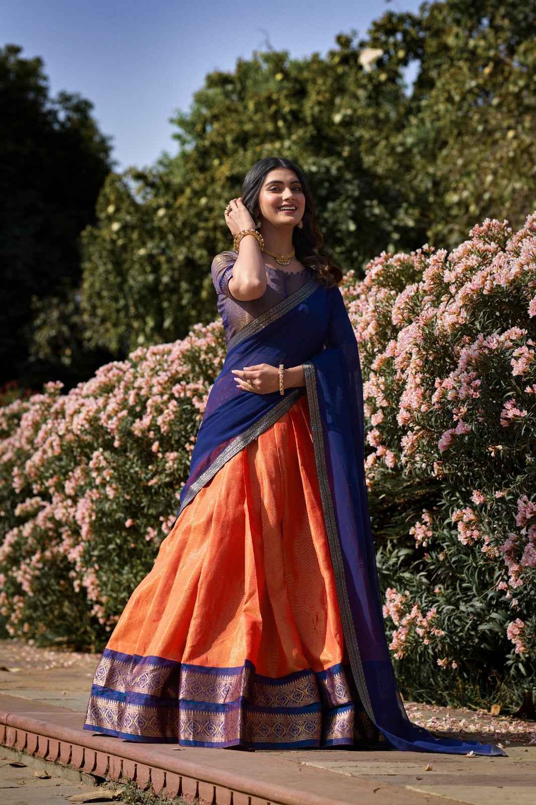 South-style Kanchipuram silk lehenga