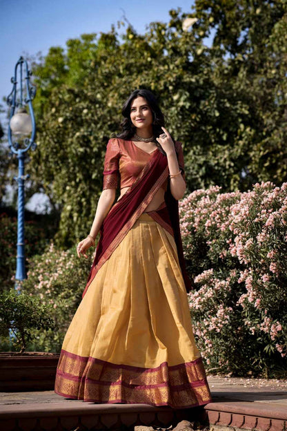 South-style Kanchipuram silk lehenga
