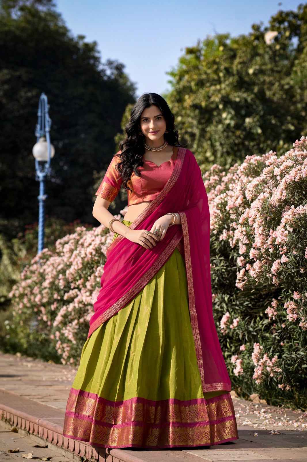 South-style Kanchipuram silk lehenga