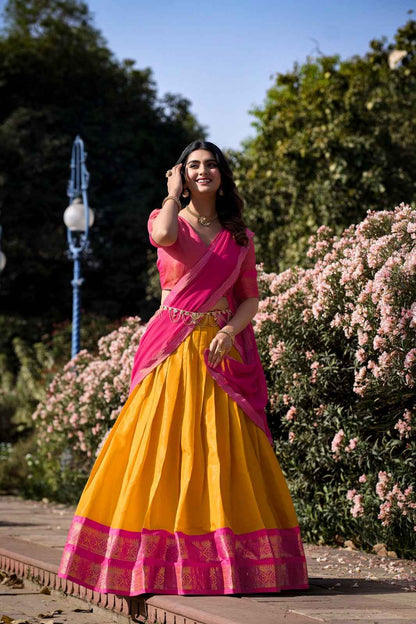 South-style Kanchipuram silk lehenga