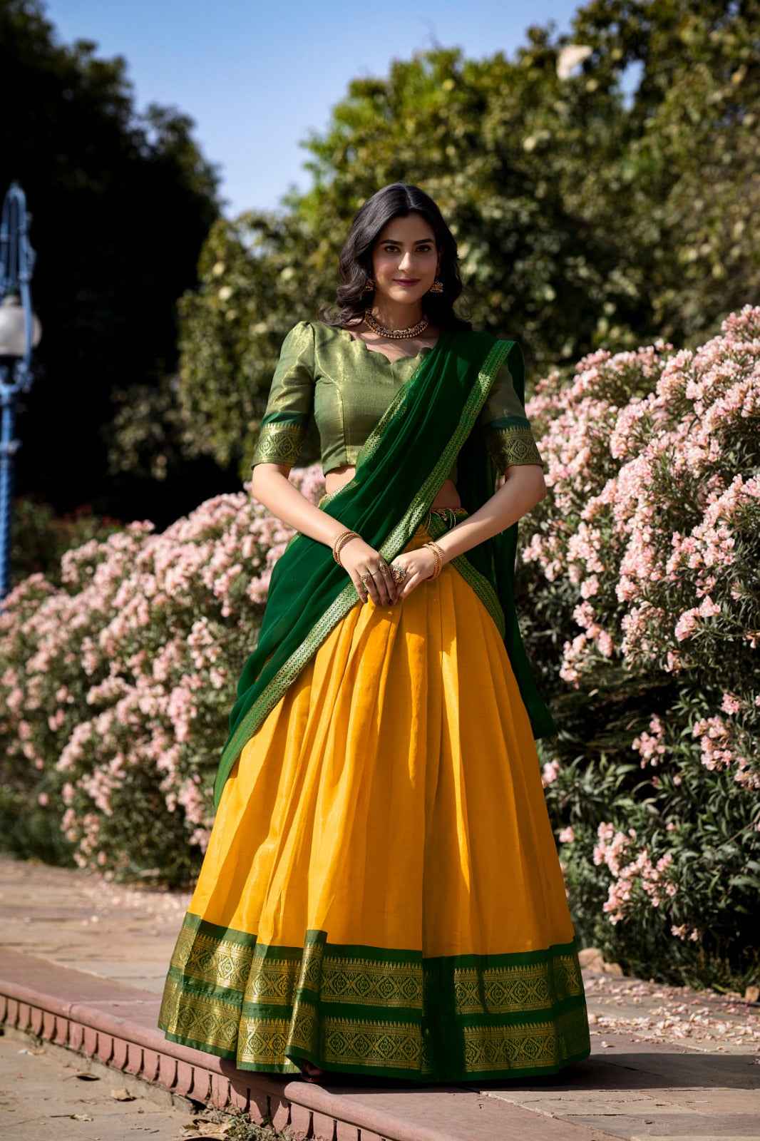 South-style Kanchipuram silk lehenga