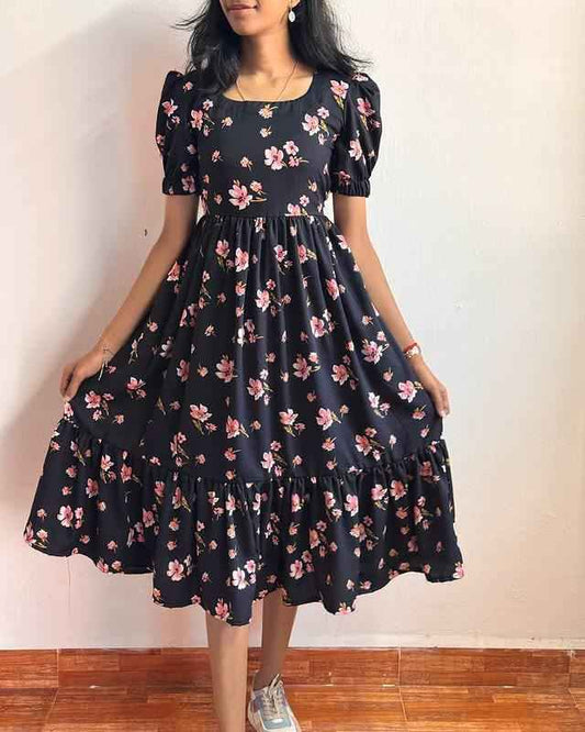 Floral Prints in Boat Neck Maxi