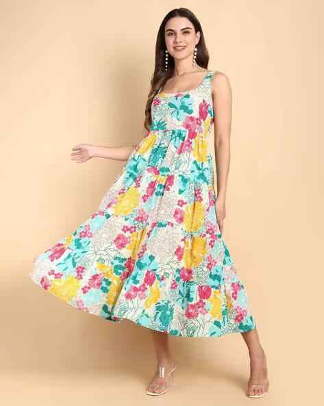Floral Prints in Boat Neck Maxi