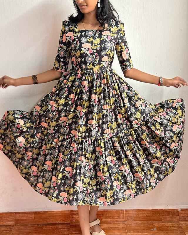 Floral Prints in Boat Neck Maxi