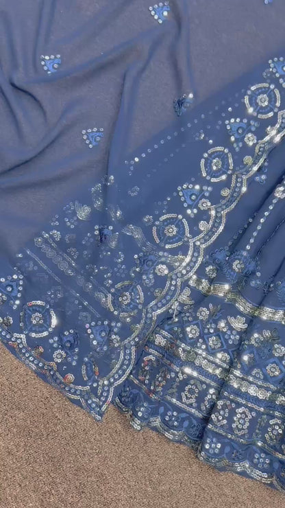 Sequins Work Top  Sharara With Dupatta