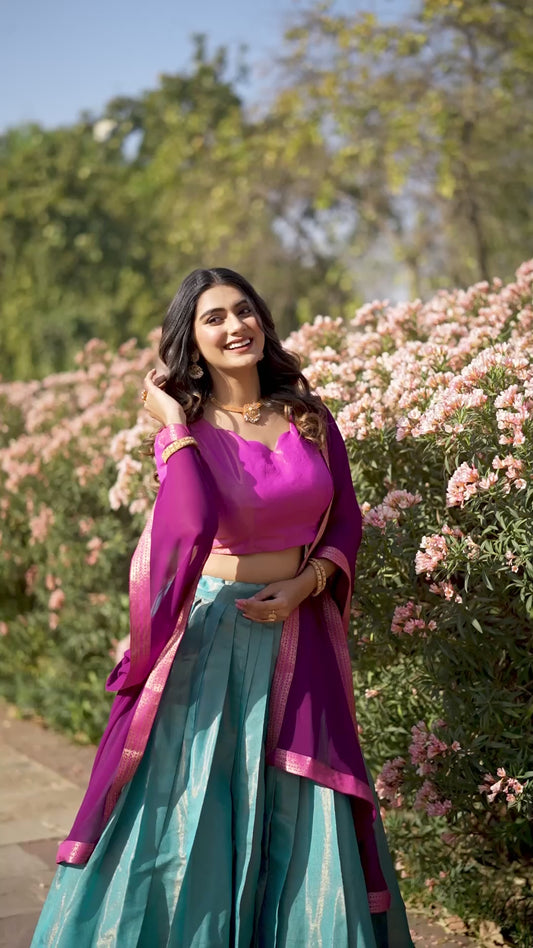 South-style Kanchipuram silk lehenga